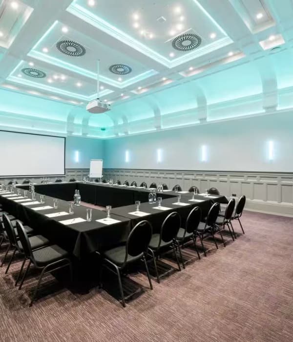 Event room with neon signage