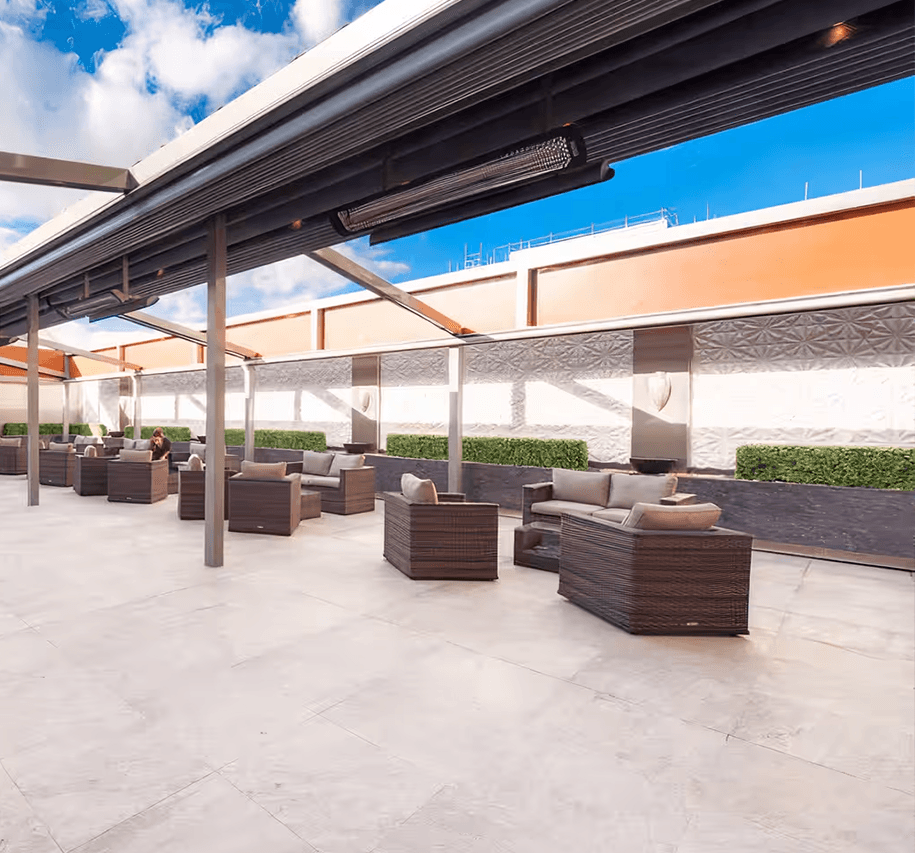 The Place terrace with retractable roof